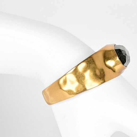 Kendra Scott Anna 14K Gold-plated Cuff Bracelet, Statement Bracelet Black Pyrite - Picture 6 of 12